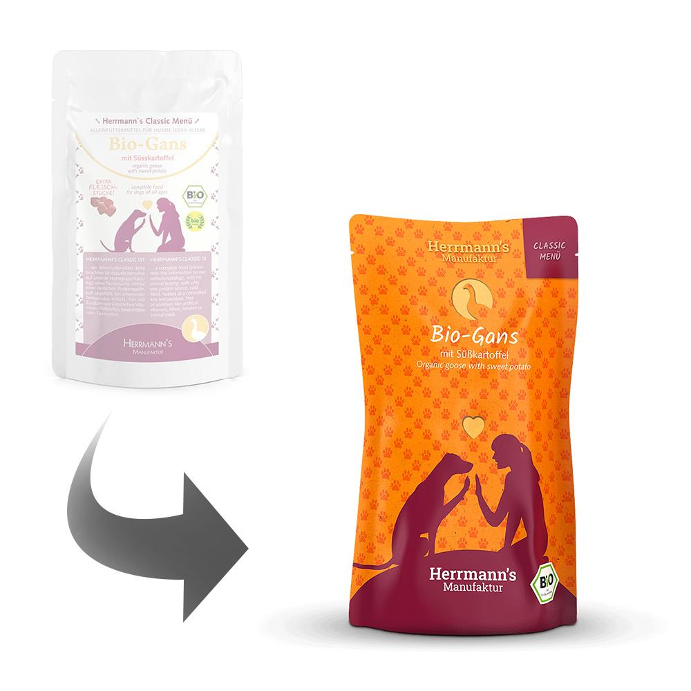 petspremium Herrmann's Bio-Gans mit Süßkartoffeln Classic Nassfutter 48 x 130 g Tägliche Deals