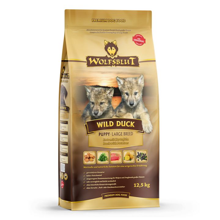 petspremium Wolfsblut Wild Duck - Ente und Kartoffel Large Breed Puppy Trockenfutter 2 x 12 5 kg