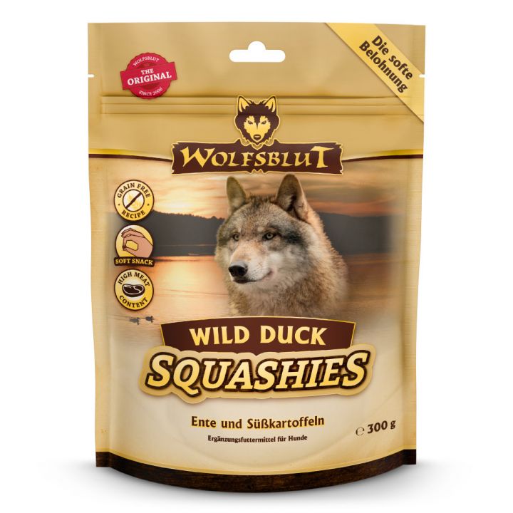 petspremium Wolfsblut Wild Duck - Ente und Süßkartoffel Squashies Snack 6 x 300 g