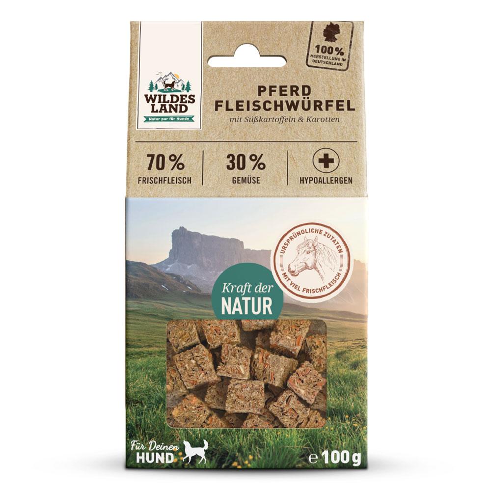 petspremium Wildes Land Pferd Fleischwürfel Snack 6 x 100 g Im Verkauf