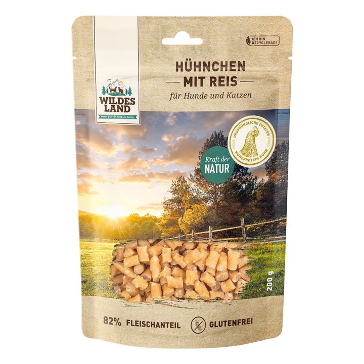 petspremium Wildes Land Hühnchen mit Reis Fleischsnacks Snack 200 g