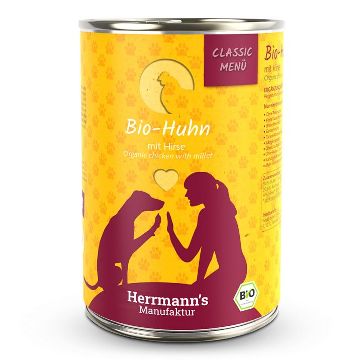 petspremium Herrmann's Bio-Huhn mit Hirse Classic Nassfutter 12 x 400 g Fabrikpreis