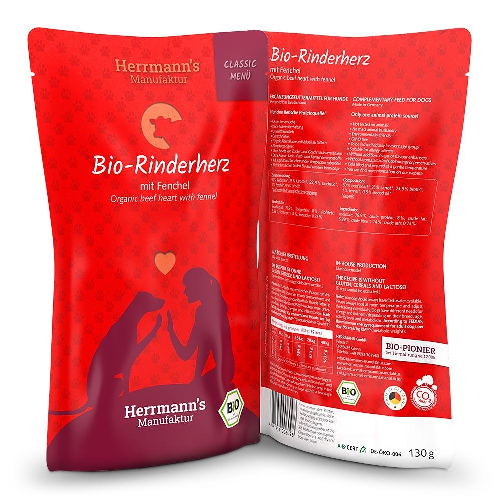 petspremium Herrmann's Bio-Rinderherz mit Fenchel Classic Nassfutter 24 x 130 g Sonderangebot