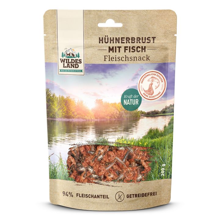 petspremium Wildes Land Hühnerbrust mit Fisch Fleischsnacks Snack 200 g Saisonschlussverkauf