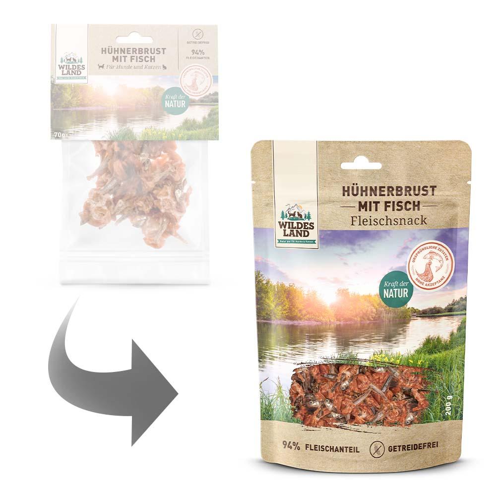 petspremium Wildes Land Hühnerbrust mit Fisch Fleischsnacks Snack 200 g Saisonschlussverkauf
