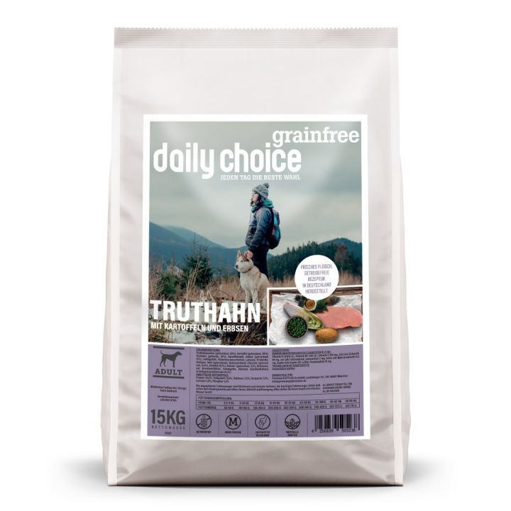 petspremium daily choice Truthahn mit Kartoffeln und Erbsen Grainfree Trockenfutter 15 kg Zeitlich begrenztes Angebot