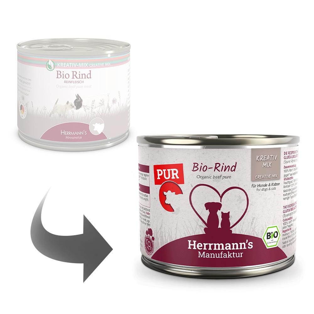petspremium Herrmann's Bio Rind Reinfleisch Kreativ-Mix Ergänzung Nassfutter 12 x 200 g Tägliche Deals
