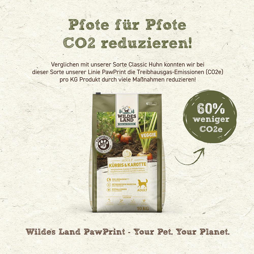 petspremium Wildes Land PAWPRINT VEGGIE Kürbis & Karotte mit frischem Gemüse & Wildkräutern Adult Trockenfutter 10 kg Riesige Ersparnisse