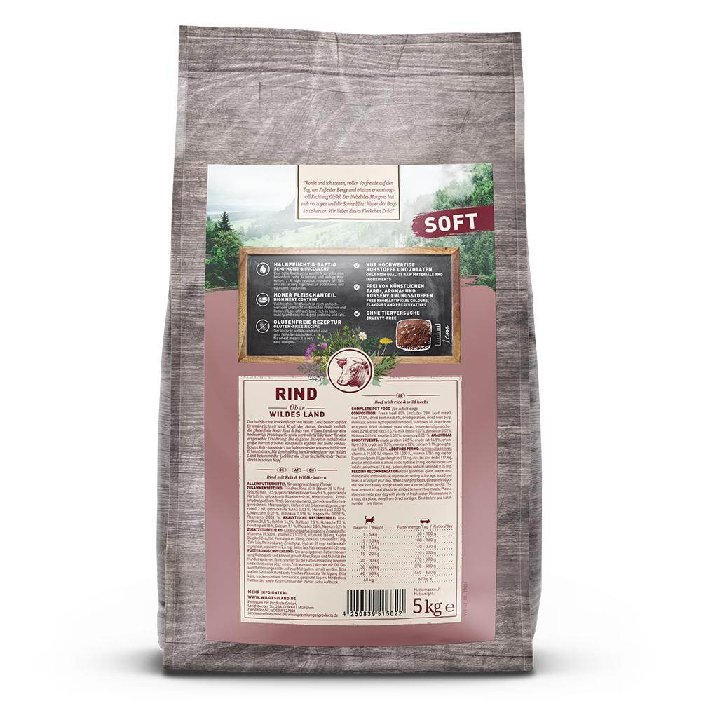 petspremium Wildes Land Rind mit Reis und Wildkräutern Soft Adult Trockenfutter 5 kg Zeitbegrenzte Promotion