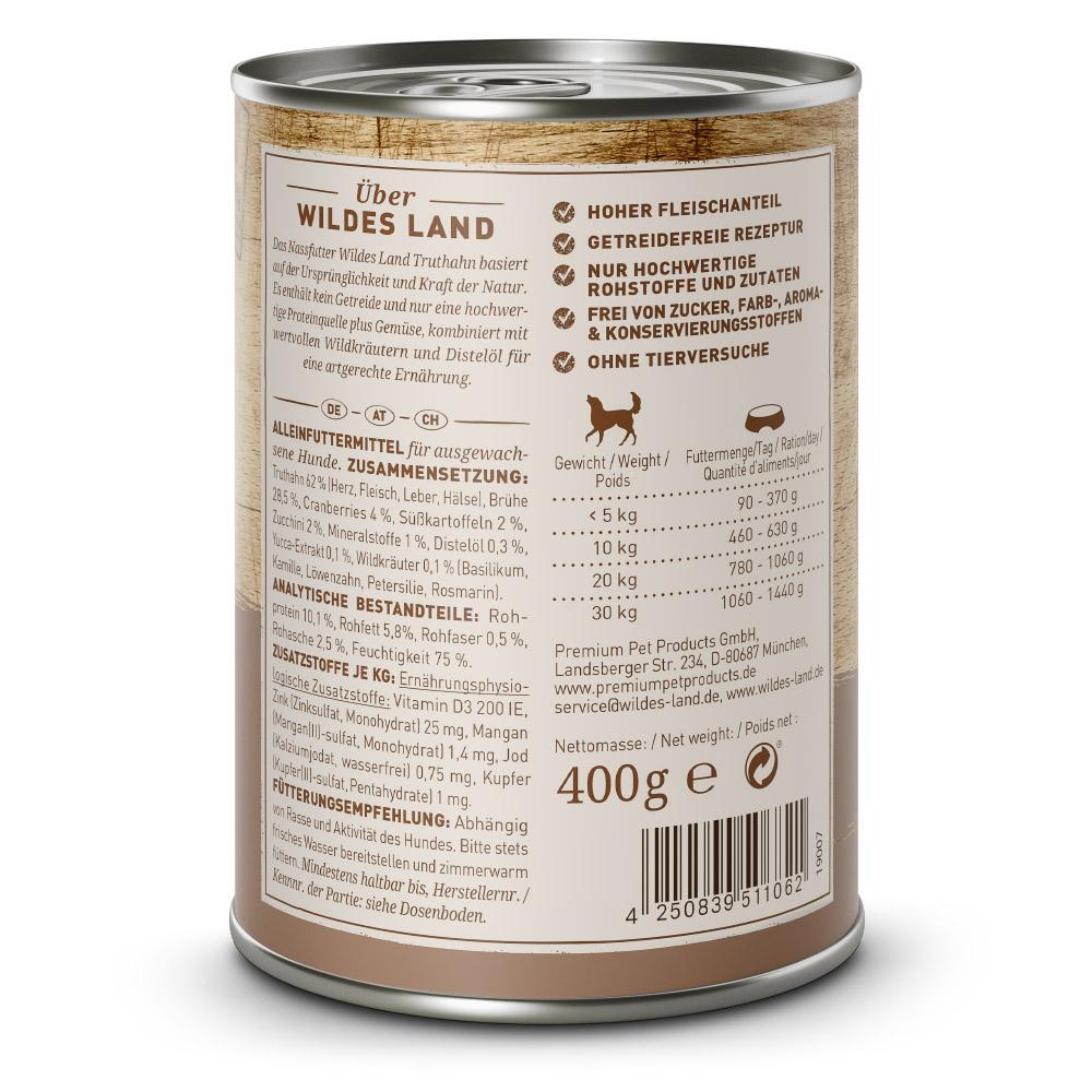 petspremium Wildes Land Truthahn mit Süßkartoffel Cranberries Wildkräutern und Distelöl Classic Adult Nassfutter 6 x 400 g Bis zu 50% Rabatt