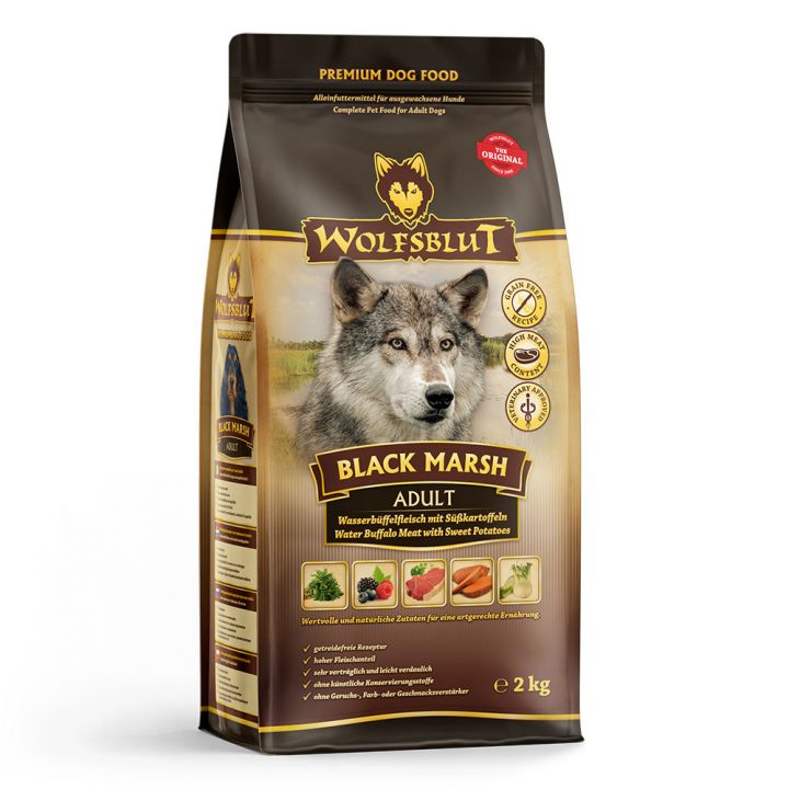 petspremium Wolfsblut Black Marsh - Wasserbüffel mit Süßkartoffel Adult Trockenfutter 2 kg