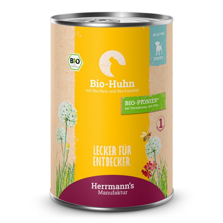petspremium Herrmann's Bio Huhn mit Reis und Fenchel 24 x 400 g