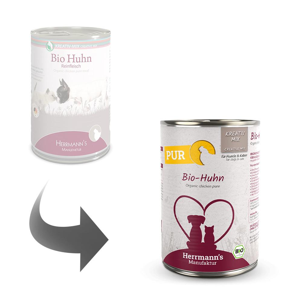 petspremium Herrmann's Bio Huhn Reinfleisch Kreativ-Mix Ergänzung Nassfutter 24 x 400 g Osterangebot