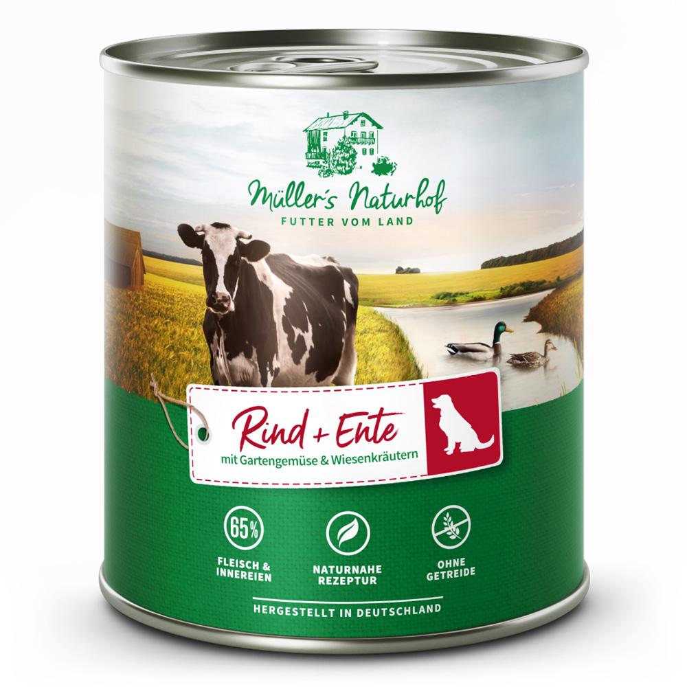 petspremium Müller’s Naturhof Rind und Ente Traditionell Nassfutter 24 x 800 g Jubiläumsangebot