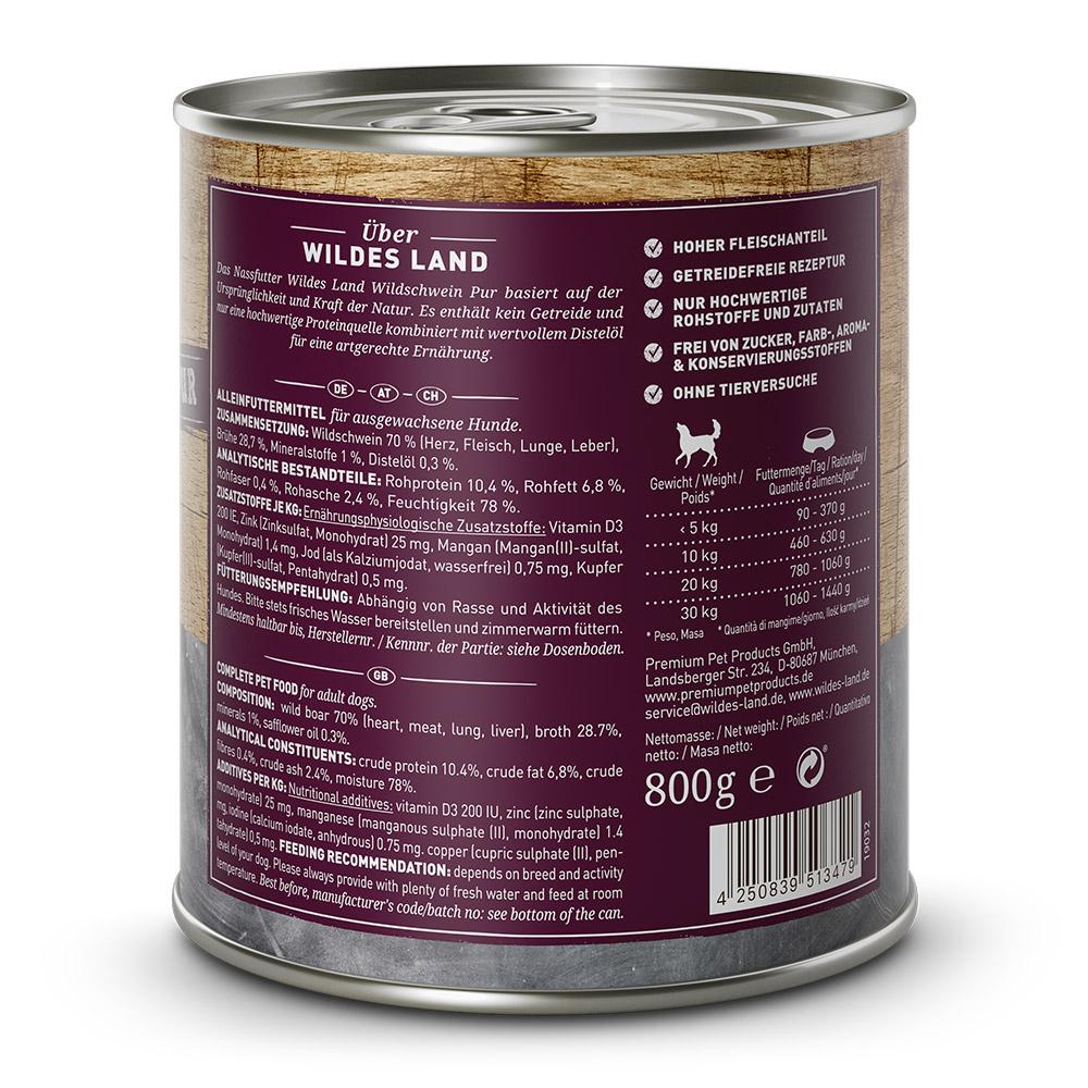 petspremium Wildes Land Wildschwein mit Distelöl PUR Adult Nassfutter 6 x 800 g Online Outlet