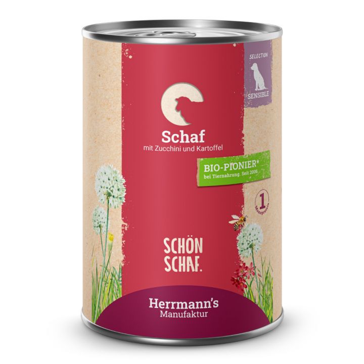 petspremium Herrmann's Schaf mit Zucchini und Kartoffeln Selection Sensible Nassfutter 24 x 400 g