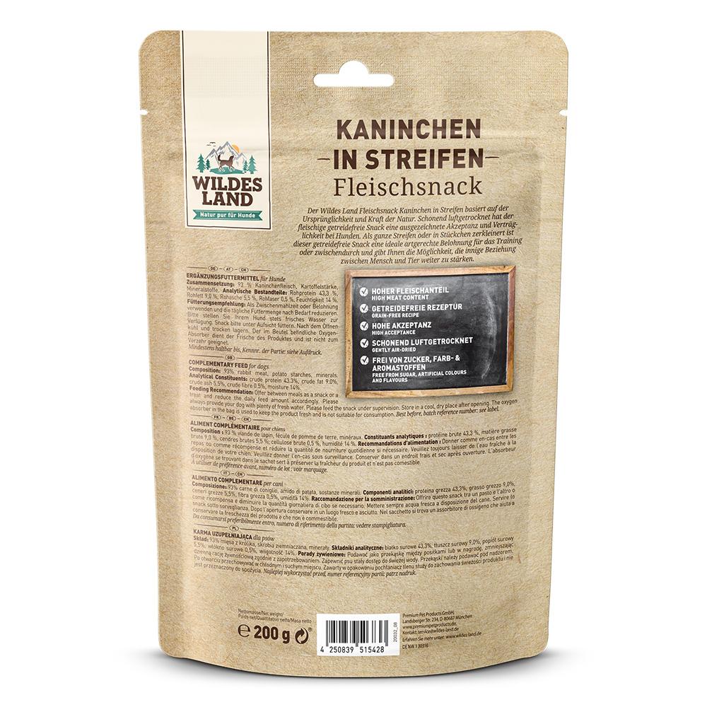 petspremium Wildes Land Kaninchenfleisch in Streifen Fleischsnacks Snack 200 g Rabatte dieses Monats
