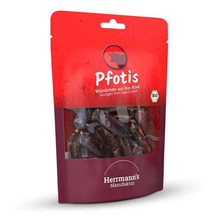 petspremium Herrmann's Bio Rinderwürstchen Pfotis Snack 80 g