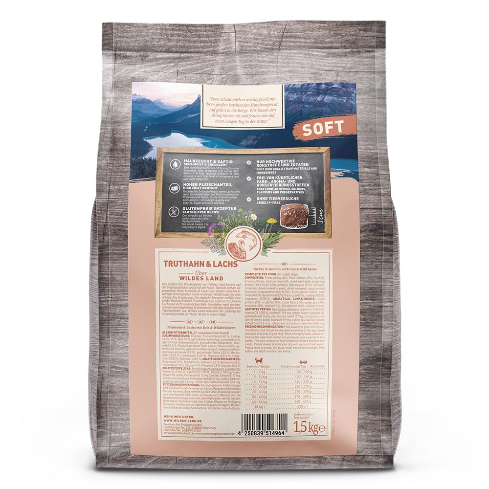 petspremium Wildes Land Truthahn und Lachs mit Reis und Wildkräutern Soft Adult Trockenfutter 1 5 kg Verkauf