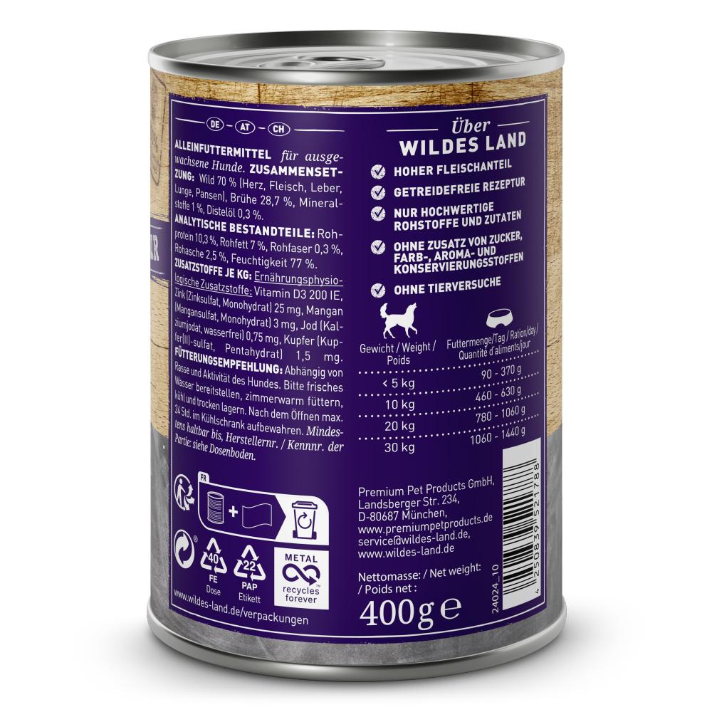 petspremium Wildes Land Wild mit Distelöl 6 x 400 g Kostenloser Versand