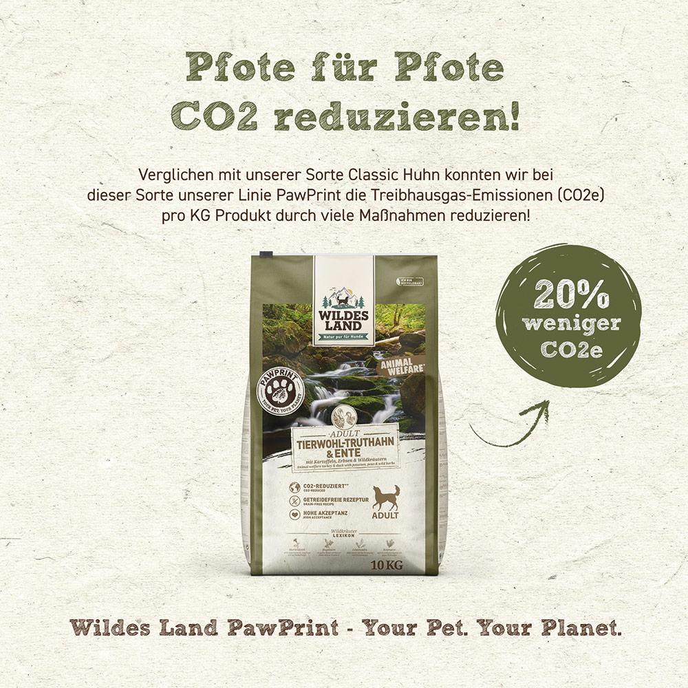 petspremium Wildes Land PAWPRINT ANIMAL-WELFARE Tierwohl-Truthahn & Ente mit Kartoffeln Erbsen & Wildkräutern Adult Trockenfutter 10 kg Weihnachtsangebot