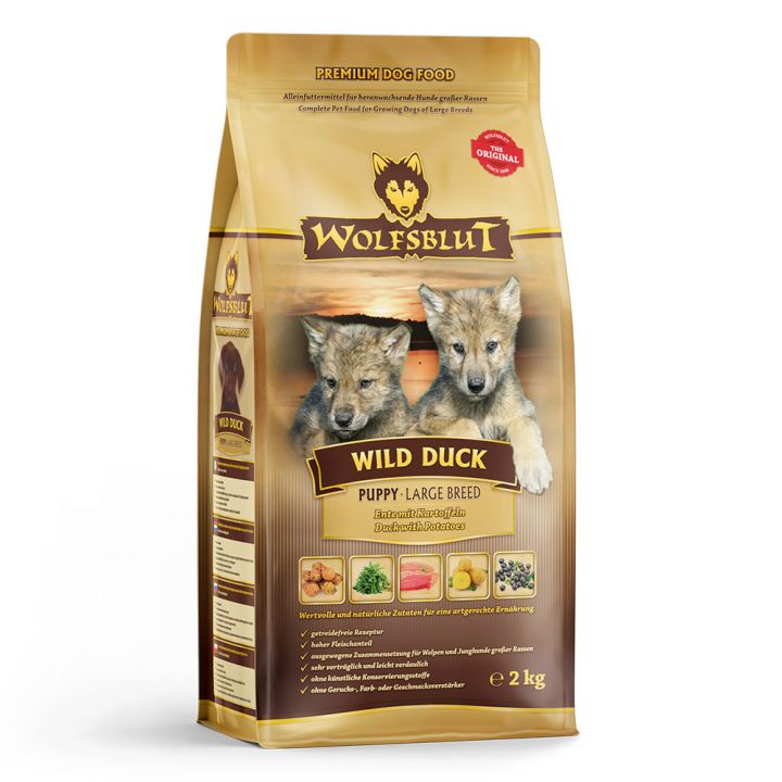 petspremium Wolfsblut Wild Duck - Ente und Kartoffel Large Breed Puppy Trockenfutter 3 x 2 kg