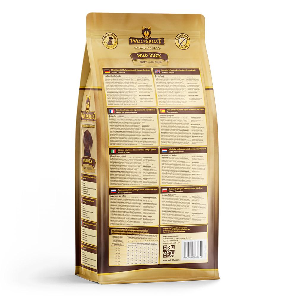 petspremium Wolfsblut Wild Duck - Ente und Kartoffel Large Breed Puppy Trockenfutter 3 x 2 kg VIP-Rabatte