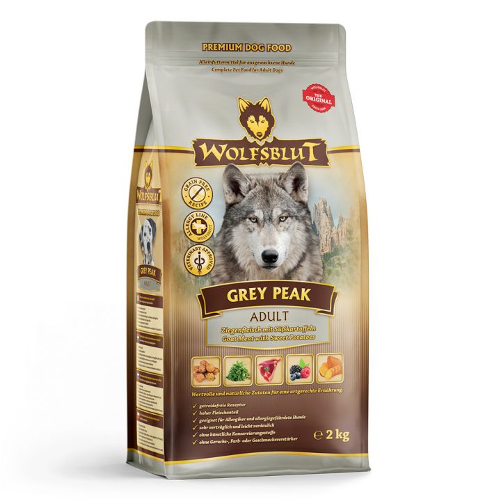 petspremium Wolfsblut Grey Peak - Ziegenfleisch und Süßkartoffel Adult Trockenfutter 2 kg Letzter Tag