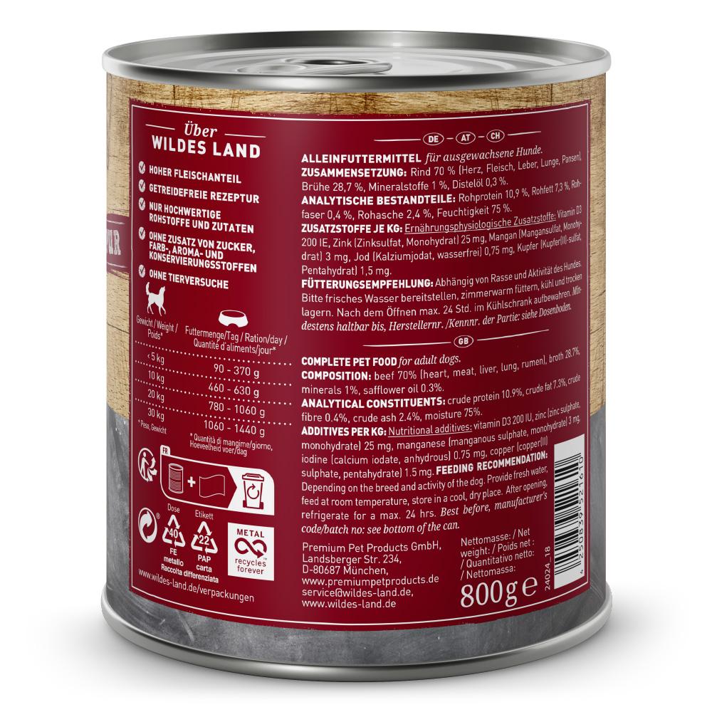 petspremium Wildes Land Rind mit Distelöl 6 x 800 g Nur für heute