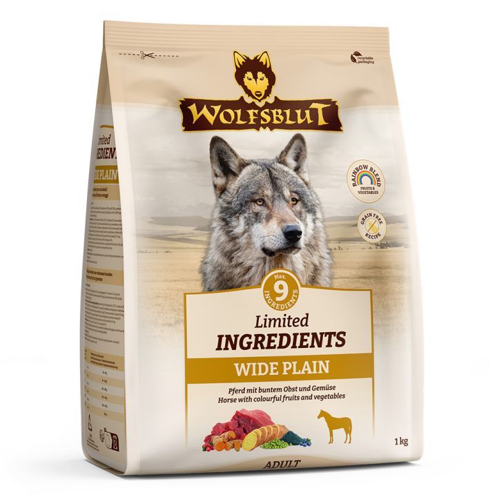 petspremium Wolfsblut Limited Ingredients Wide Plain - Pferdefleisch und Süßkartoffel Adult Trockenfutter 5 x 1 kg Sonderangebot der Fabrik