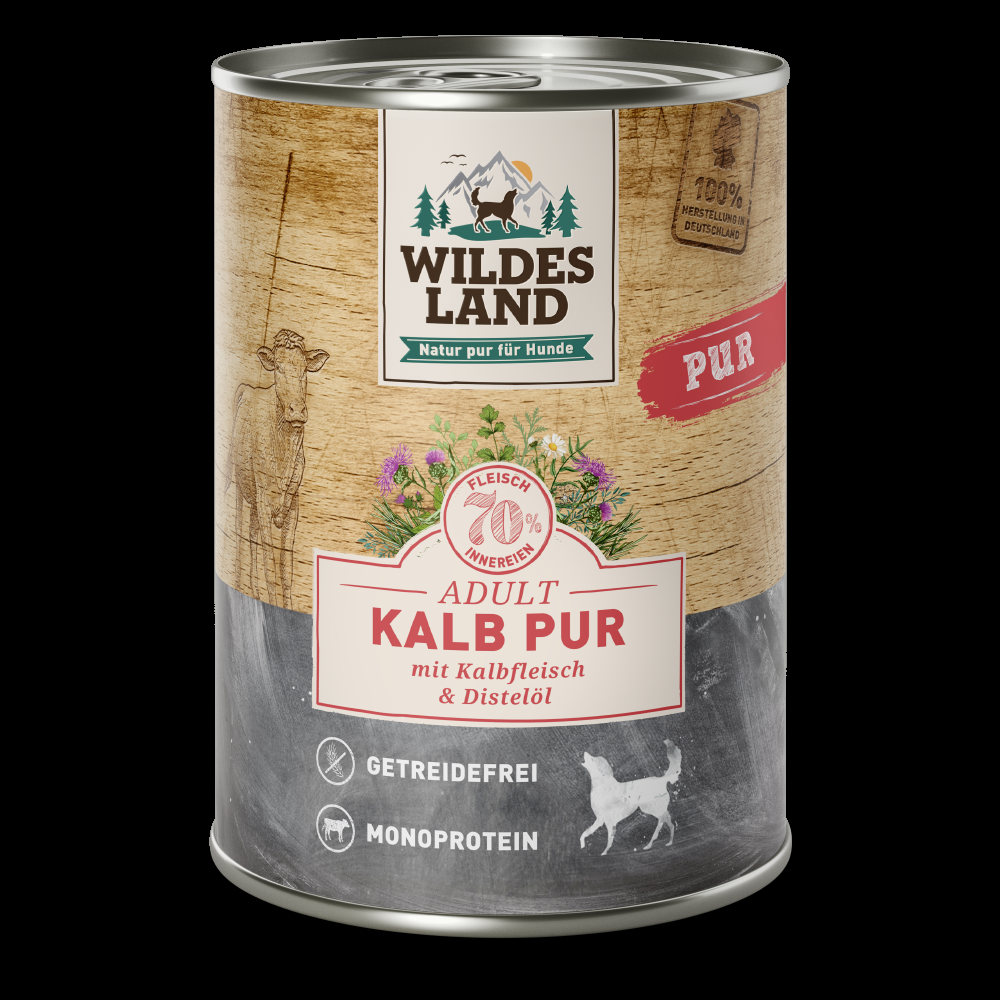 petspremium Wildes Land Kalb mit Distelöl PUR Adult Nassfutter 6 x 400 g Vierteljährliche Förderung