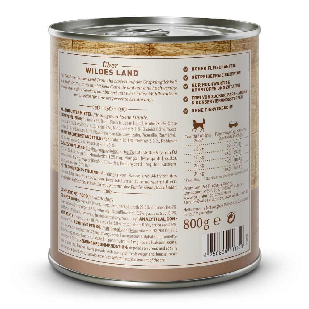 petspremium Wildes Land Truthahn mit Süßkartoffel Cranberries Wildkräutern und Distelöl Classic Adult Nassfutter 6 x 800 g Bis zu 55% Rabatt