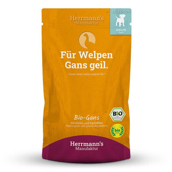 petspremium Herrmann's Bio Gans mit Kürbis und Kartoffel Selection Puppy Nassfutter 30 x 150 g