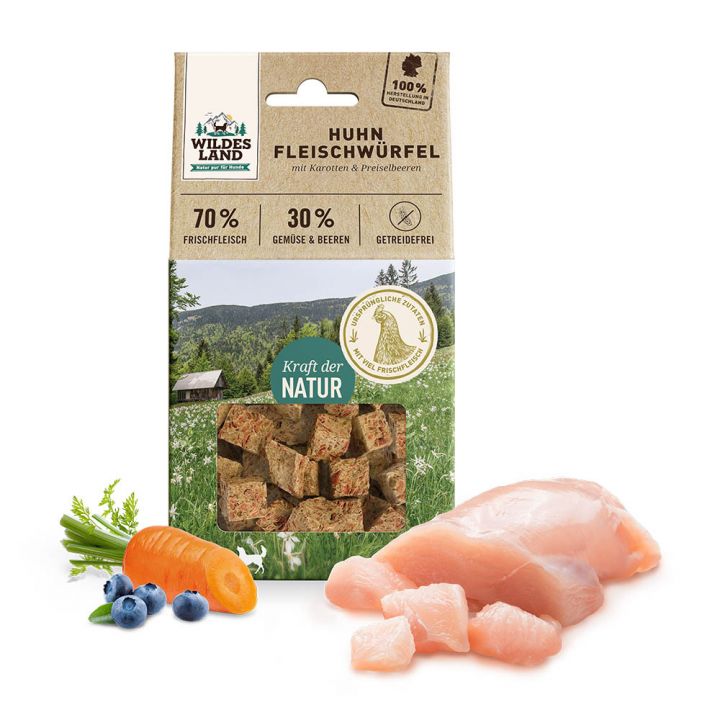 petspremium Wildes Land Huhn Fleischwürfel Snack 6 x 100 g Outlet