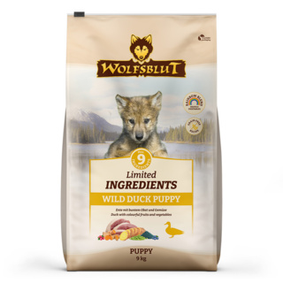 petspremium Wolfsblut Limited Ingredients Wild Duck - Ente und Süßkartoffel Puppy Trockenfutter 9 kg Auslauf