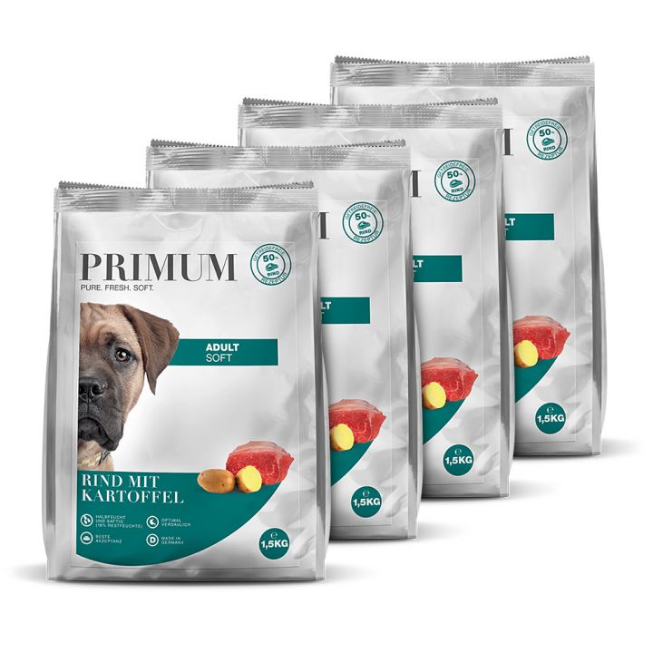 petspremium Primum Rind mit Kartoffel Soft Trockenfutter 4 x 1 5 kg