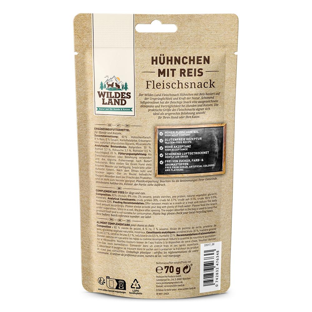 petspremium Wildes Land Hühnchen mit Reis Fleischsnacks Snack 70 g Limitierter Zeitrabatt