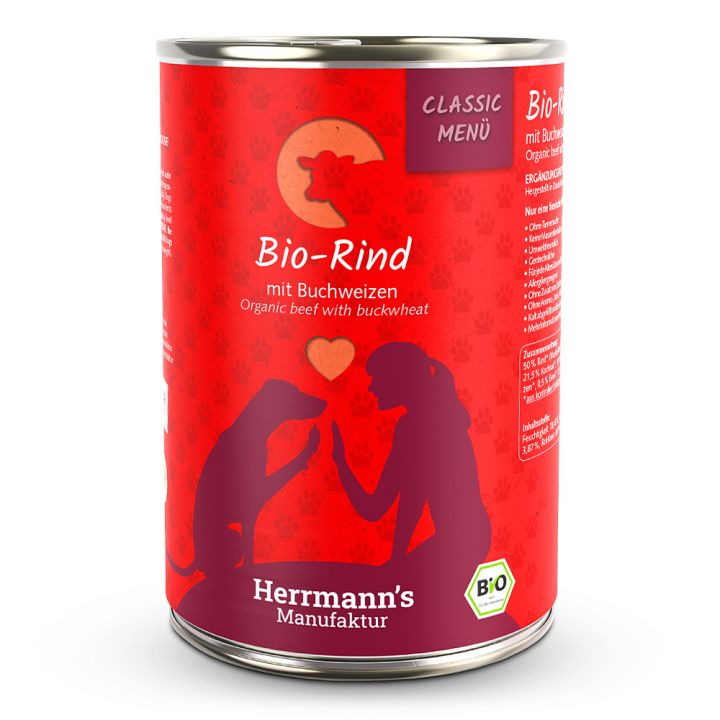petspremium Herrmann's Bio-Rind mit Buchweizen Classic Nassfutter 12 x 400 g Saisonschlussverkauf