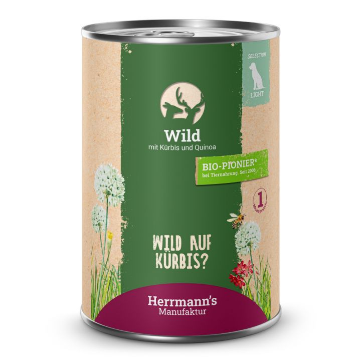 petspremium Herrmann's Wild mit Kürbis und Quinoa Selection Light Nassfutter 12 x 400 g Osterangebot