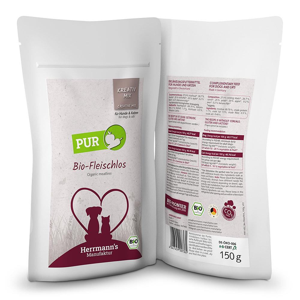 petspremium Herrmann's Bio Fleischlos Kreativ-Mix Ergänzung Nassfutter 15 x 150 g Jubiläumsangebot