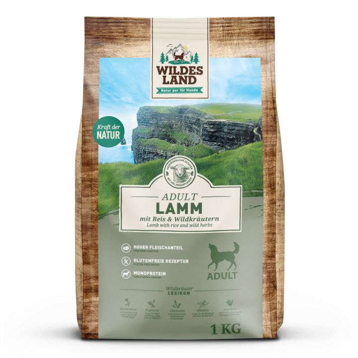 petspremium Wildes Land Lamm mit Reis und Wildkräutern Classic Adult Trockenfutter 4 x 1 kg Lagerräumung