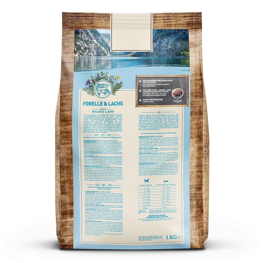 petspremium Wildes Land Forelle und Lachs mit Kartoffeln und Wildkräutern Classic Adult Trockenfutter 4 x 1 kg Top Angebot