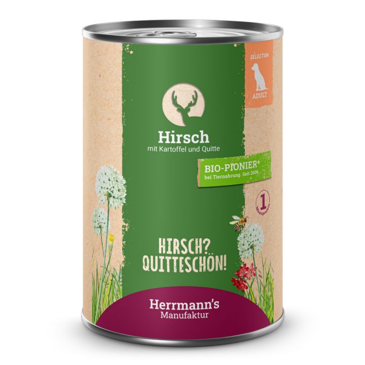 petspremium Herrmann's Hirsch mit Kartoffel und Quitte Selection Adult Nassfutter 12 x 400 g Neueste Mode