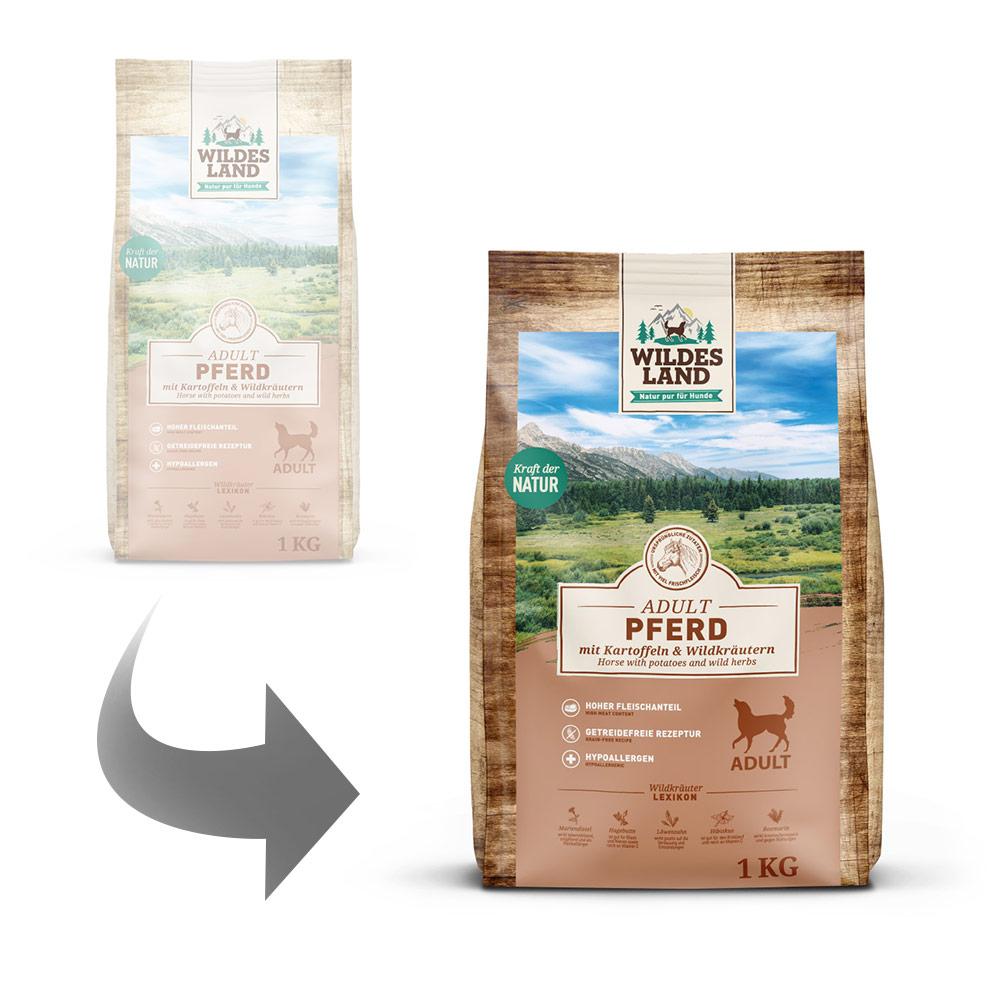 petspremium Wildes Land Pferd mit Kartoffeln und Wildkräutern Classic Adult Trockenfutter 4 x 1 kg Kauf eins, bekomm eins gratis