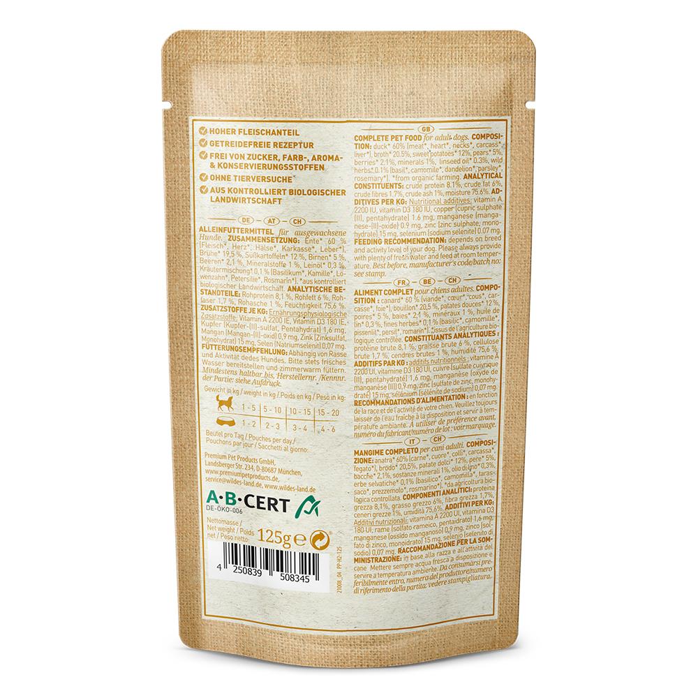 petspremium Wildes Land Ente mit Süßkartoffeln Birnen & Beeren BIO Adult Nassfutter 10 x 125 g Bis zu 55% Rabatt
