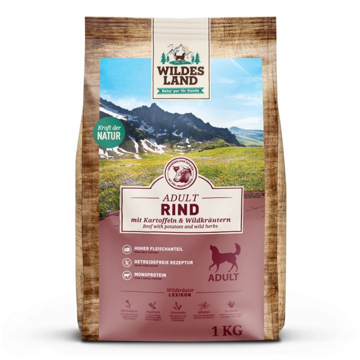 petspremium Wildes Land Rind mit Kartoffeln und Wildkräutern Classic Adult Trockenfutter 4 x 1 kg 50% Rabatt mit kostenlosem Versand