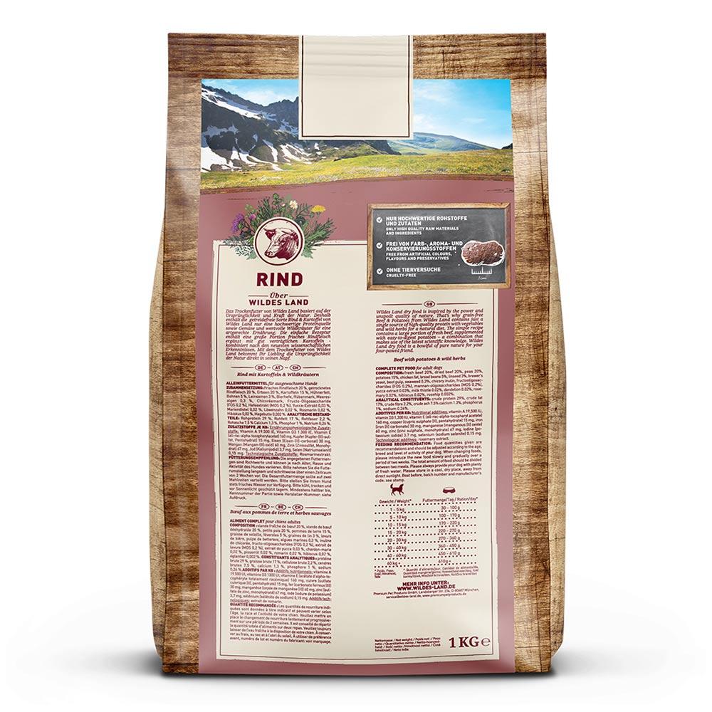 petspremium Wildes Land Rind mit Kartoffeln und Wildkräutern Classic Adult Trockenfutter 4 x 1 kg 50% Rabatt mit kostenlosem Versand