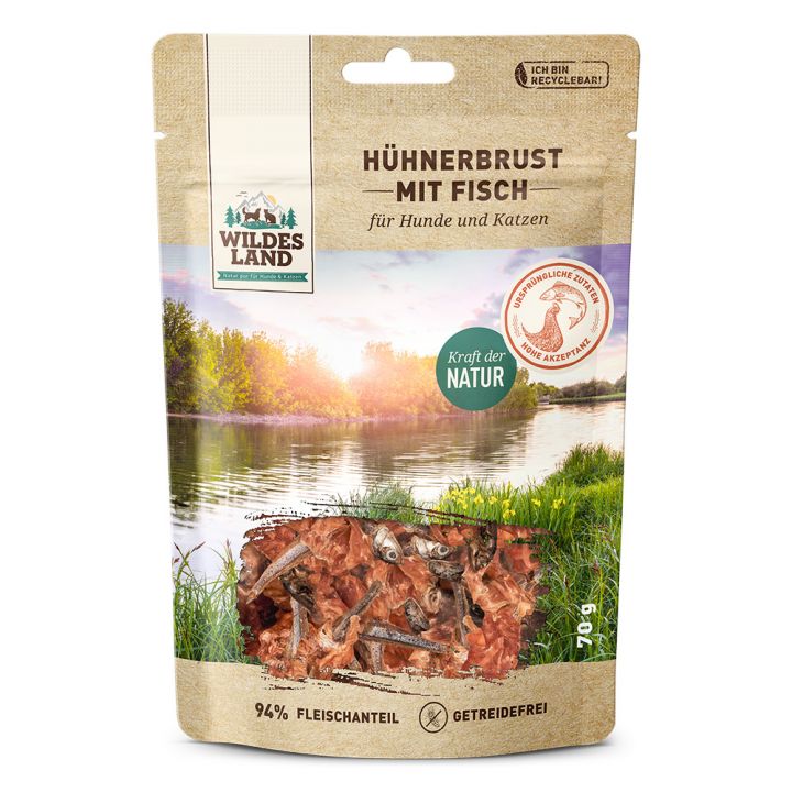 petspremium Wildes Land Hühnerbrust mit Fisch Fleischsnacks Snack 70 g Clearance-Verkauf
