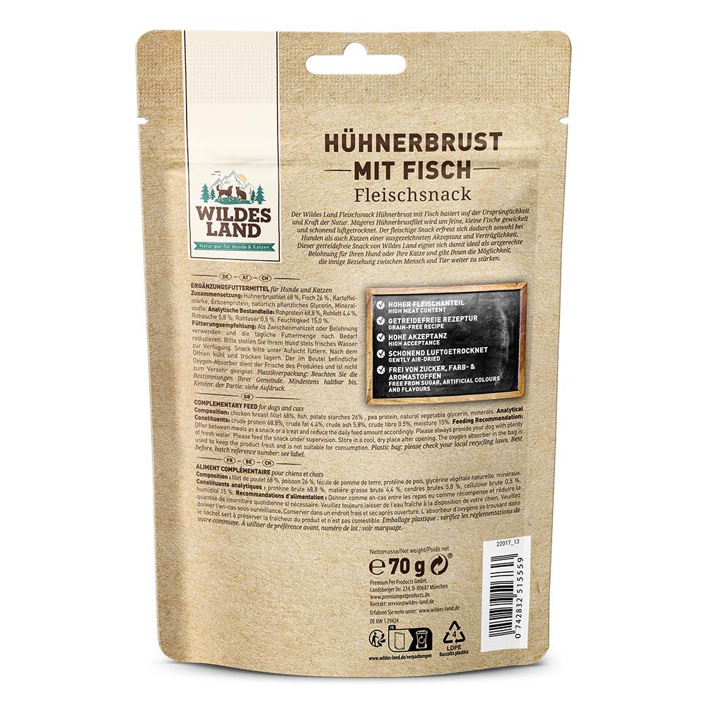 petspremium Wildes Land Hühnerbrust mit Fisch Fleischsnacks Snack 70 g Clearance-Verkauf