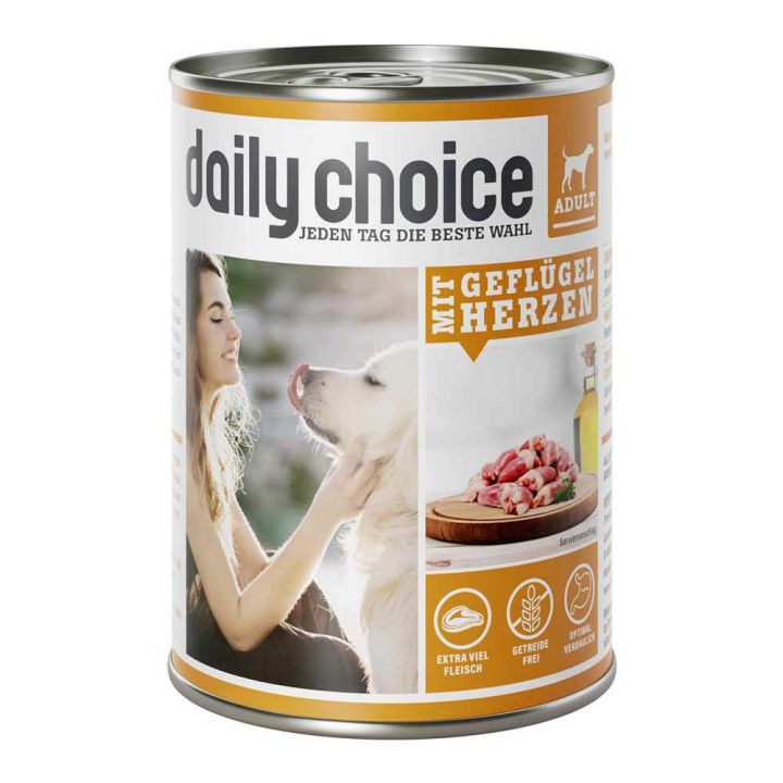 petspremium daily choice mit Geflügelherzen Nassfutter 24 x 400 g zollfrei